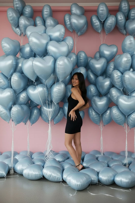 Blue Heart Foil Balloons