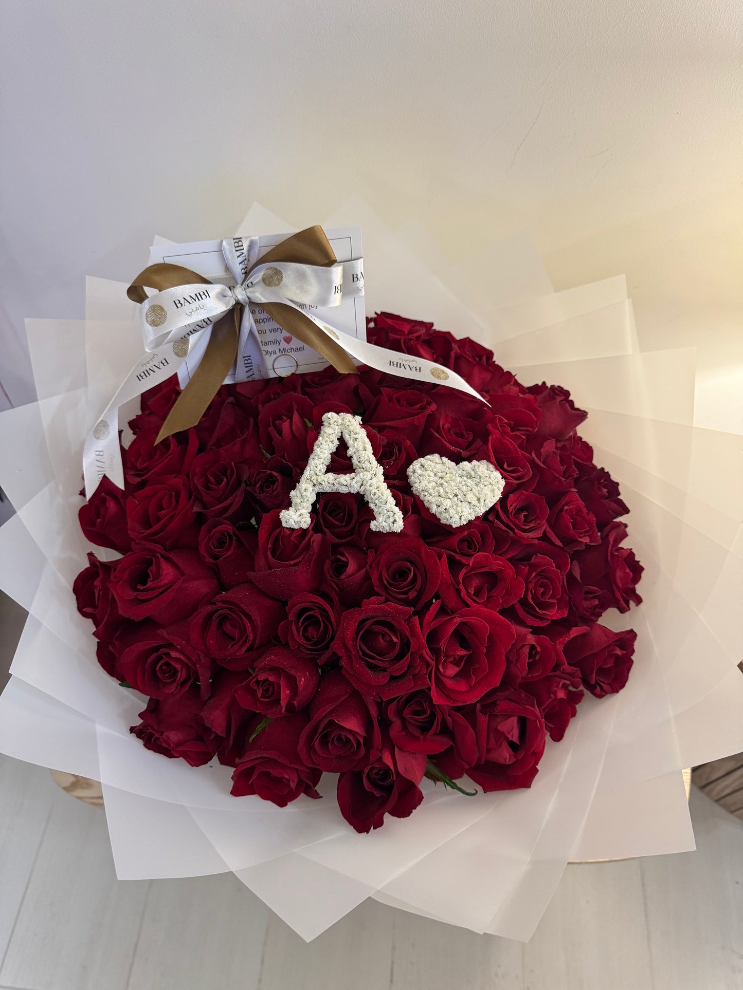 75 Red Roses with YOUR Custom Initial