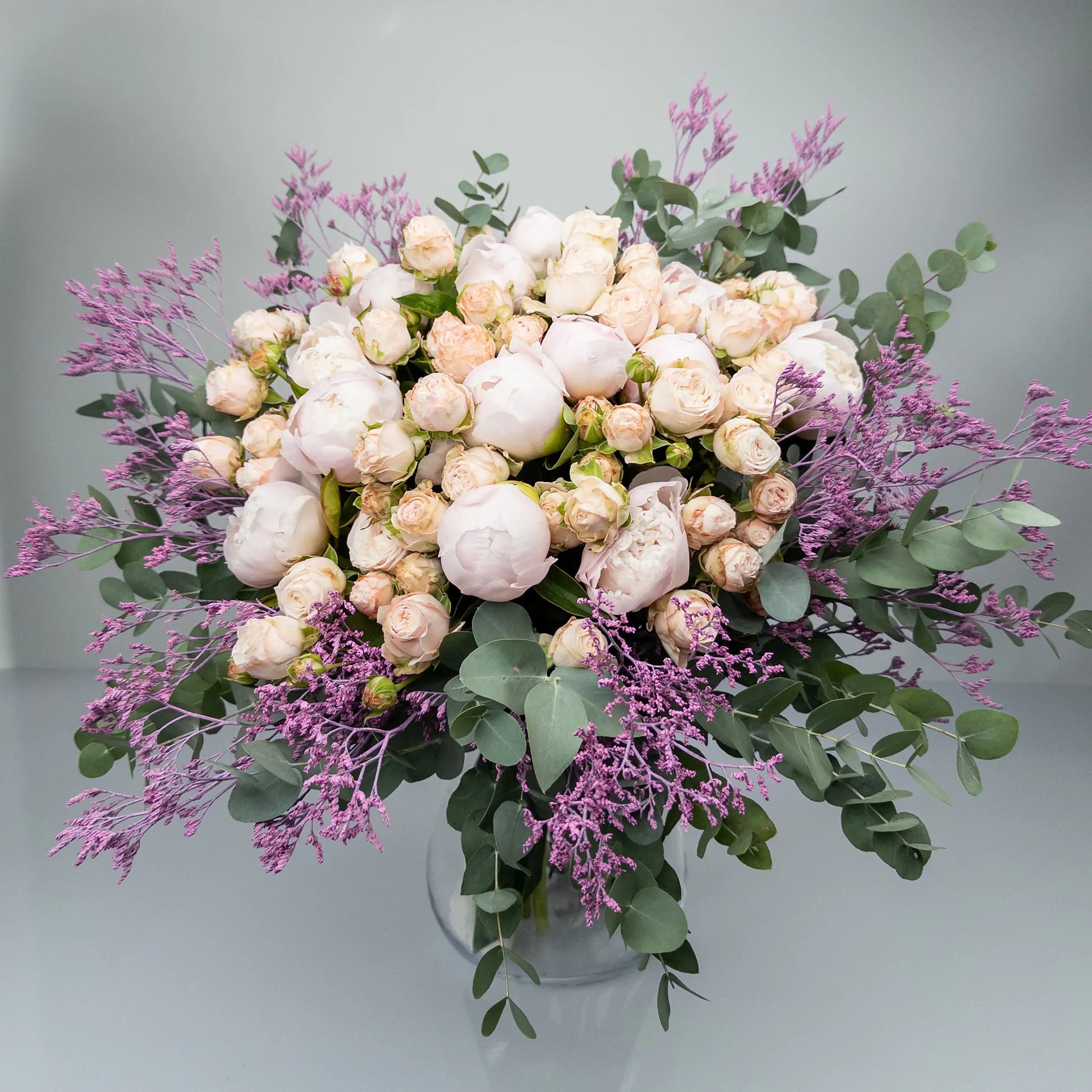 Peonies, Spray Roses, Eucalyptus & Limonium Bouquet – Floral Dream | Bambi