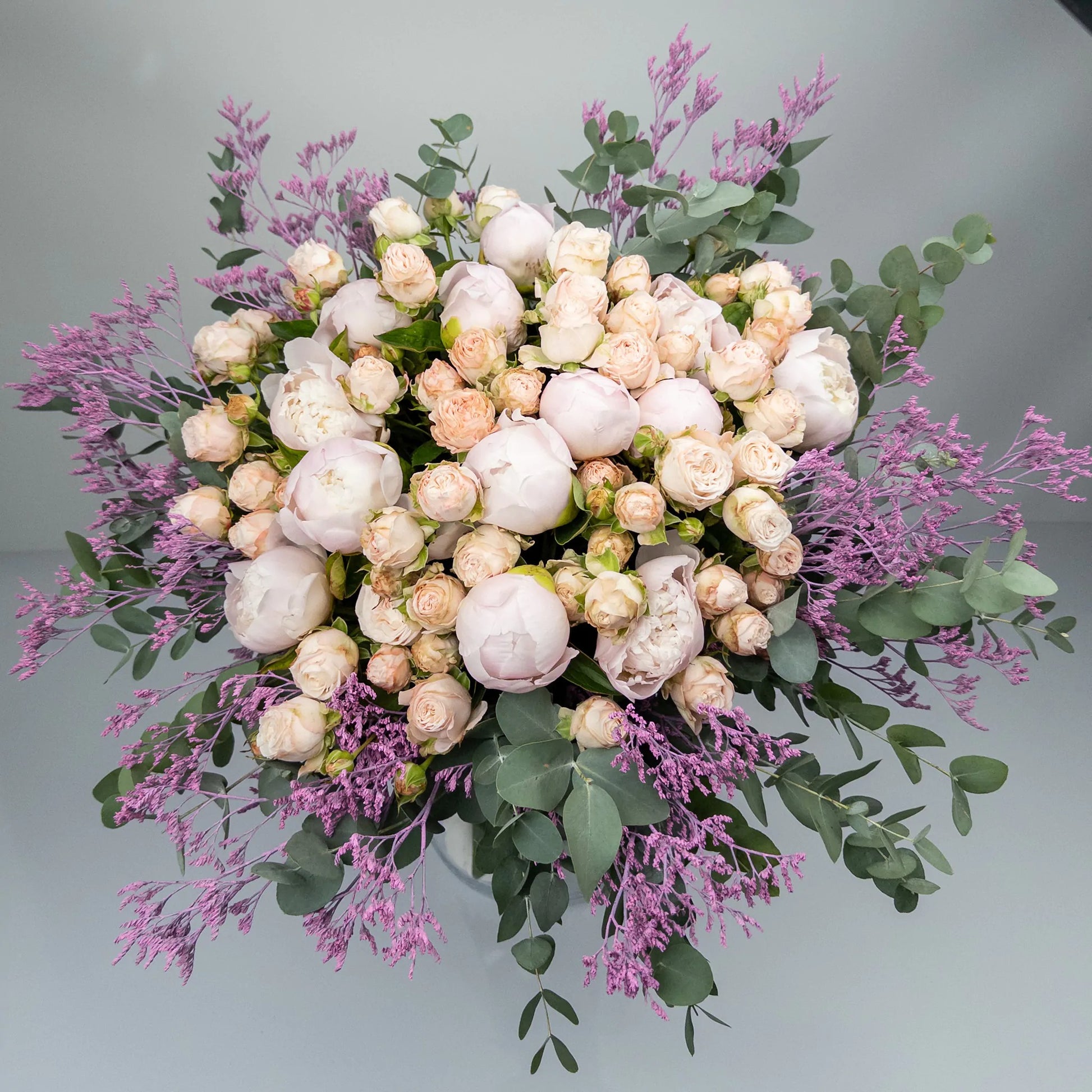 Peonies, Spray Roses, Eucalyptus & Limonium Bouquet – Floral Dream | Bambi