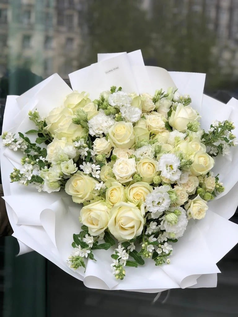 White and Cream Flower Arrangement Dubai by Bambi