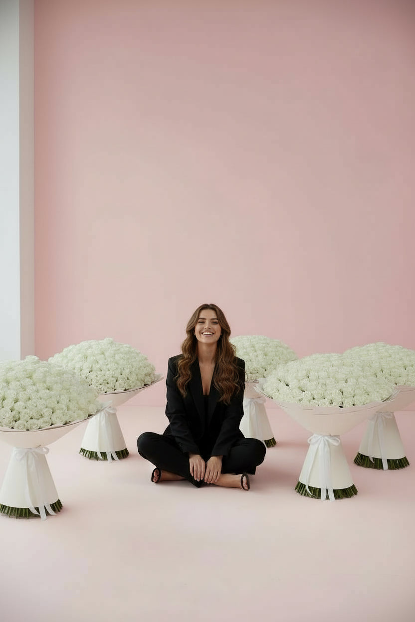 5x 101 white rose bouquets