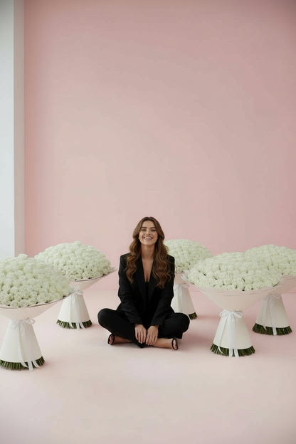 5x 101 white rose bouquets