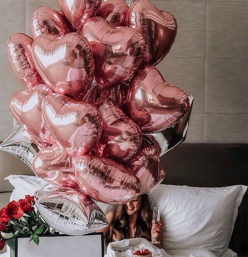 Helium Heart & Star Balloons Dubai – 20 pcs Mix | Bambi