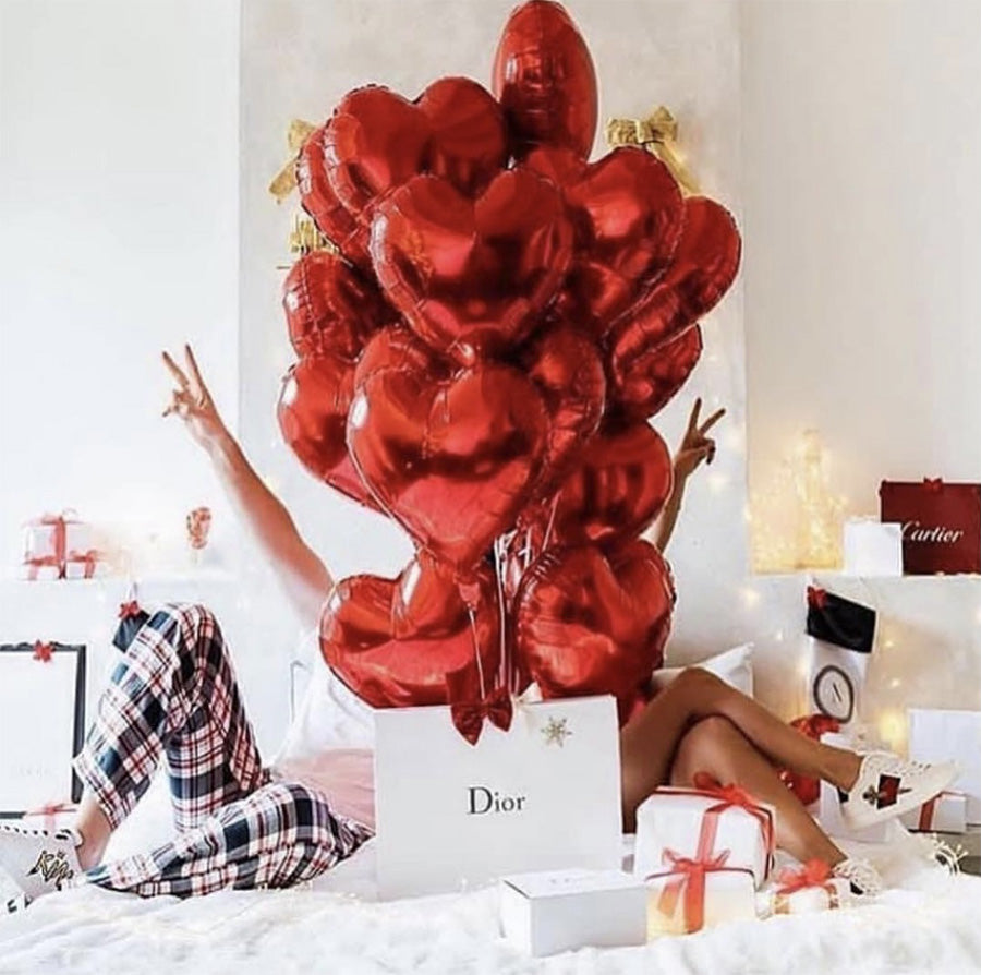 Helium Red Heart Balloons Dubai – 15 pcs Romantic Balloons | Bambi
