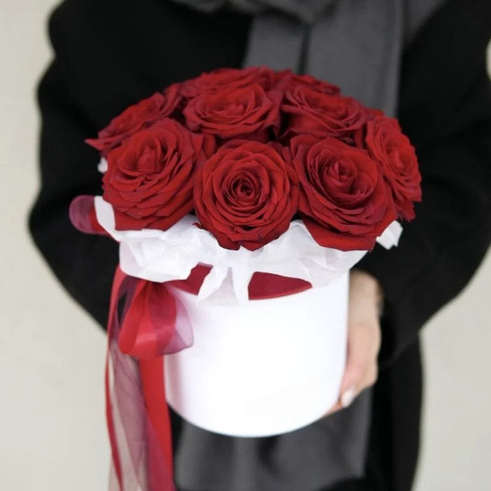 Red Roses in Luxury White Box — 21–301 Stems | Bambi - Bambi