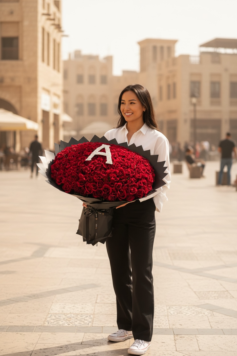 301 Red Roses with Personalised Initial