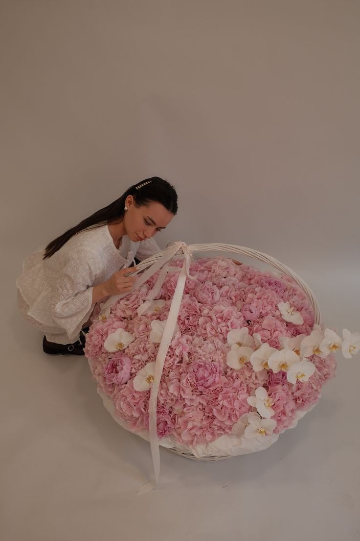 Luxury Pink Hydrangea, Peonies & Orchid Basket