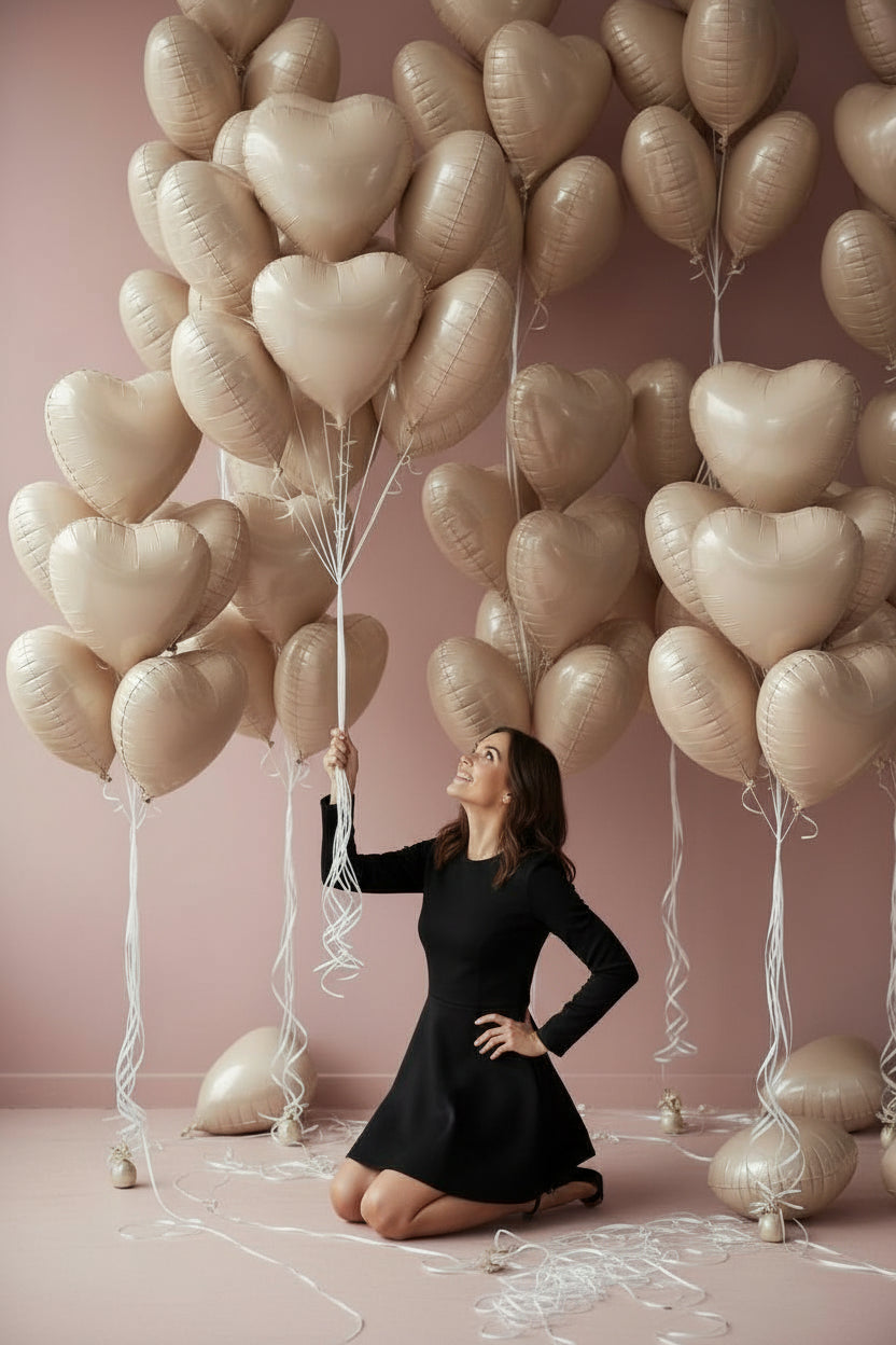 Beige Heart Foil Balloons 3