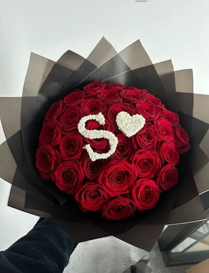 75 Red Roses with Custom Initial