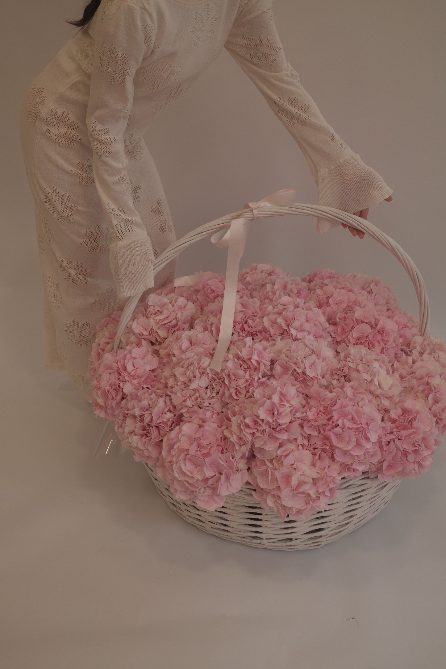 Luxury Pink Hydrangea Basket