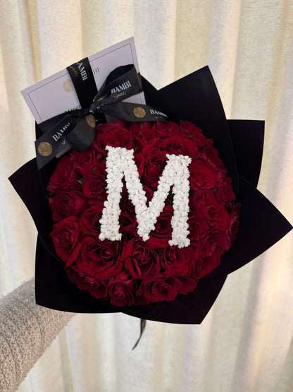 30 Red Roses with Custom Initial