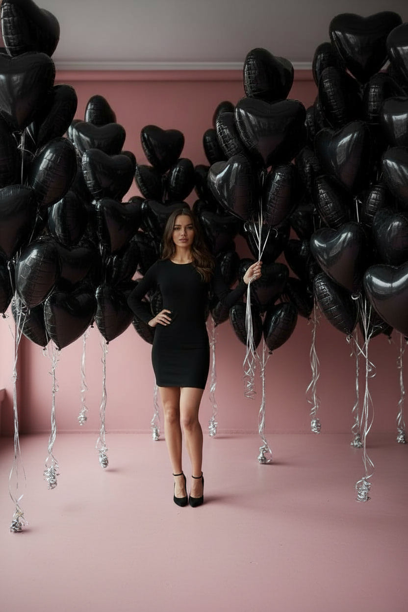 Black Heart Foil Balloons