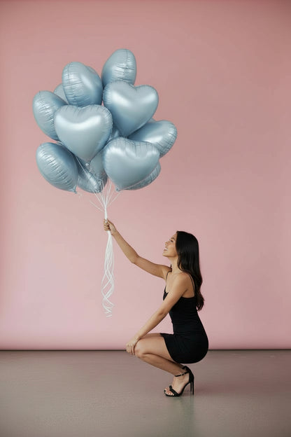 Blue Heart Foil Balloons