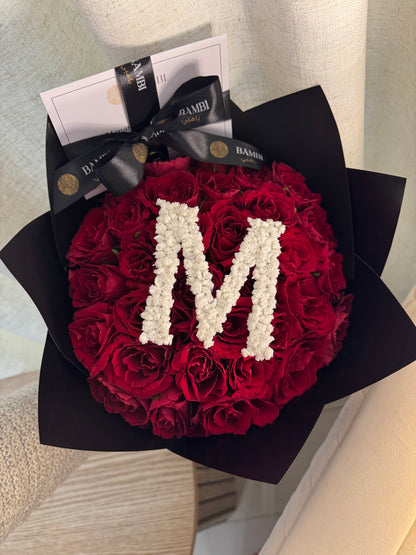30 Red Roses with Custom Initial