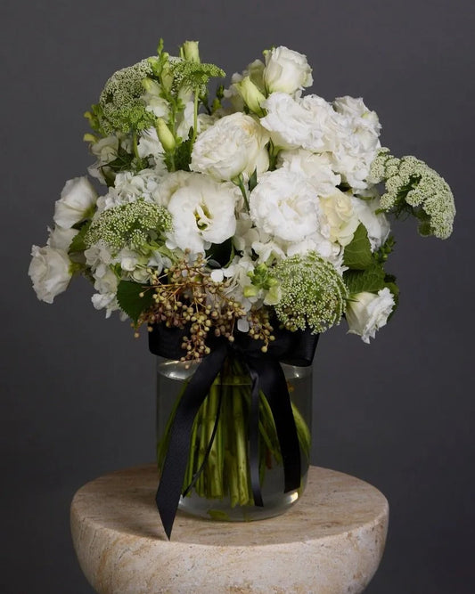 White Seasonal Vase Arrangement Dubai by Bambi - Bambi