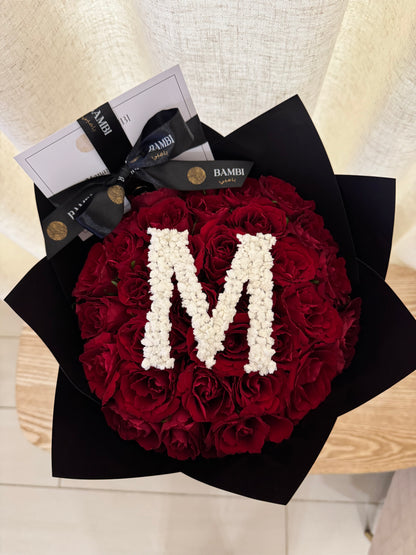 30 Red Roses with Custom Initial