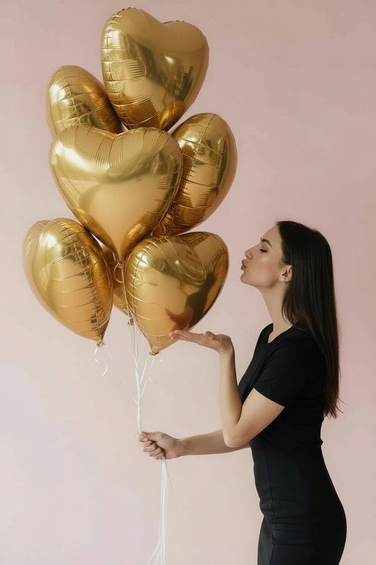 Gold Heart Foil Balloons