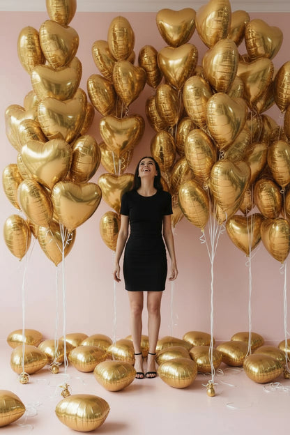 Gold Heart Foil Balloons