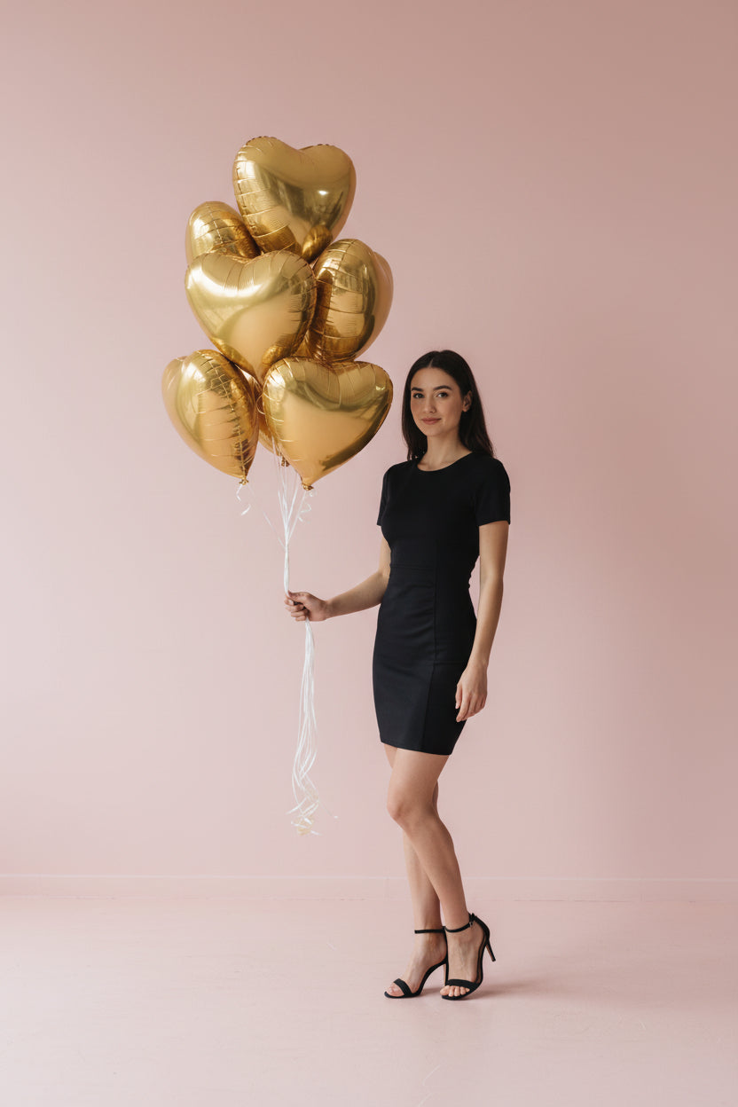 Gold Heart Foil Balloons