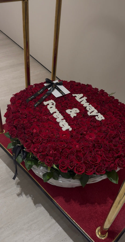500 Red Roses Basket with YOUR MESSAGE
