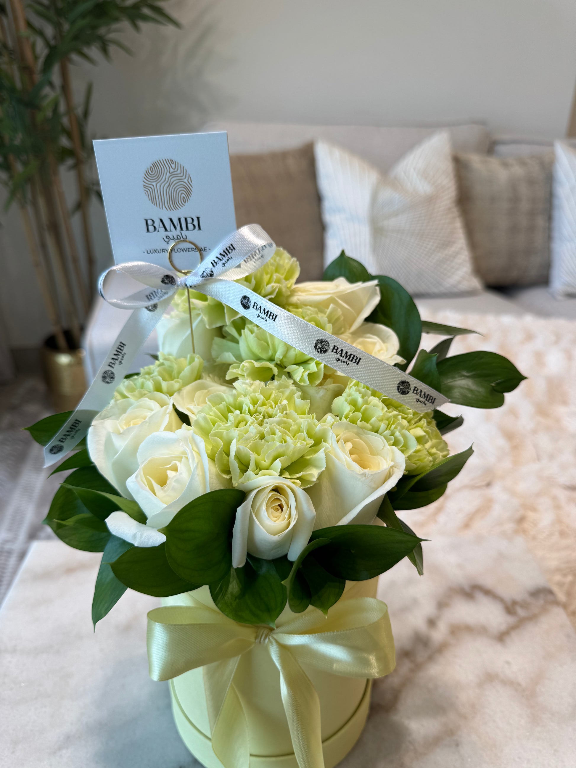 Kara Premium - Butter Yellow Mix Box Roses and Carnations - Bambi