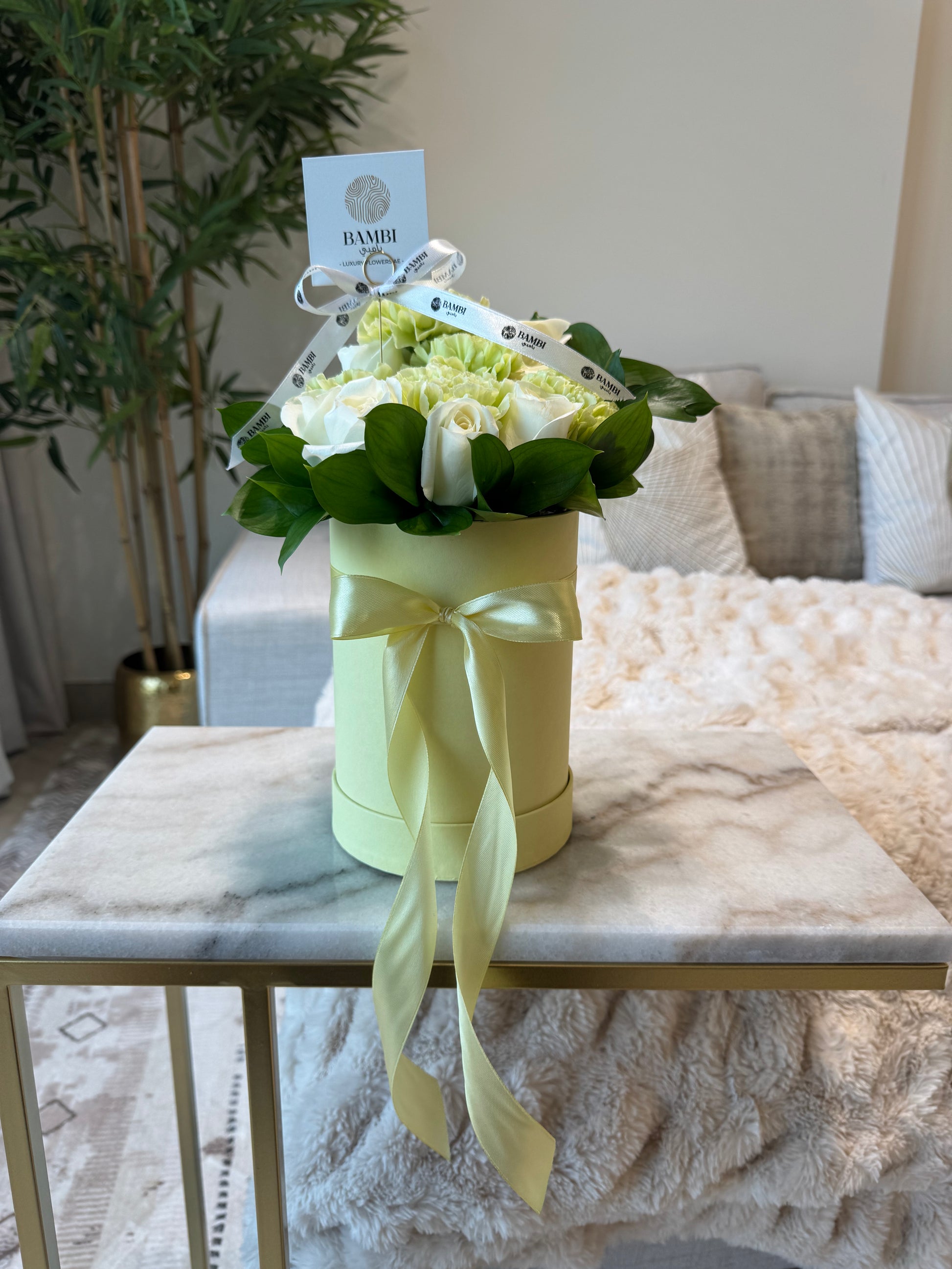 Kara Premium - Butter Yellow Mix Box Roses and Carnations - Bambi