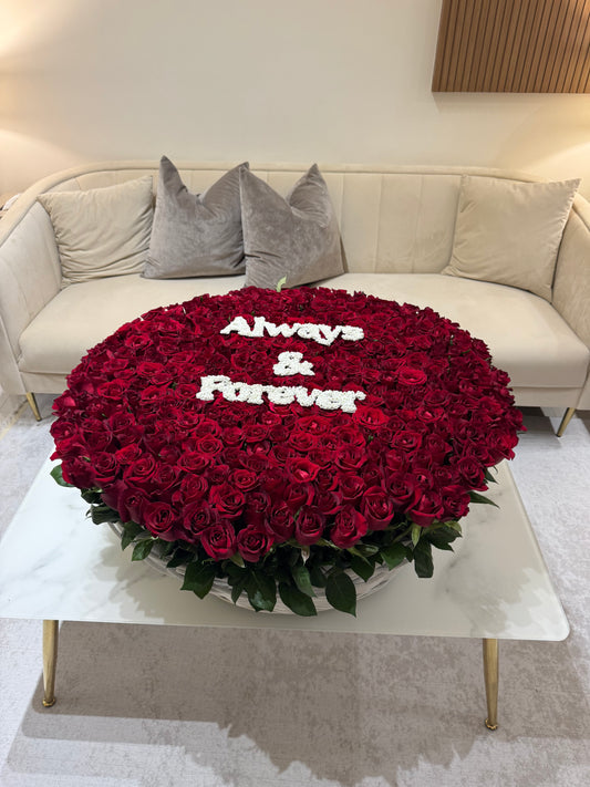500 Red Roses Basket with YOUR MESSAGE