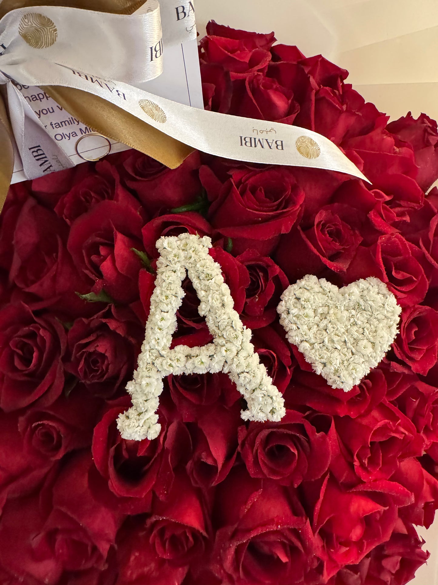 75 Red Roses with YOUR Custom Initial