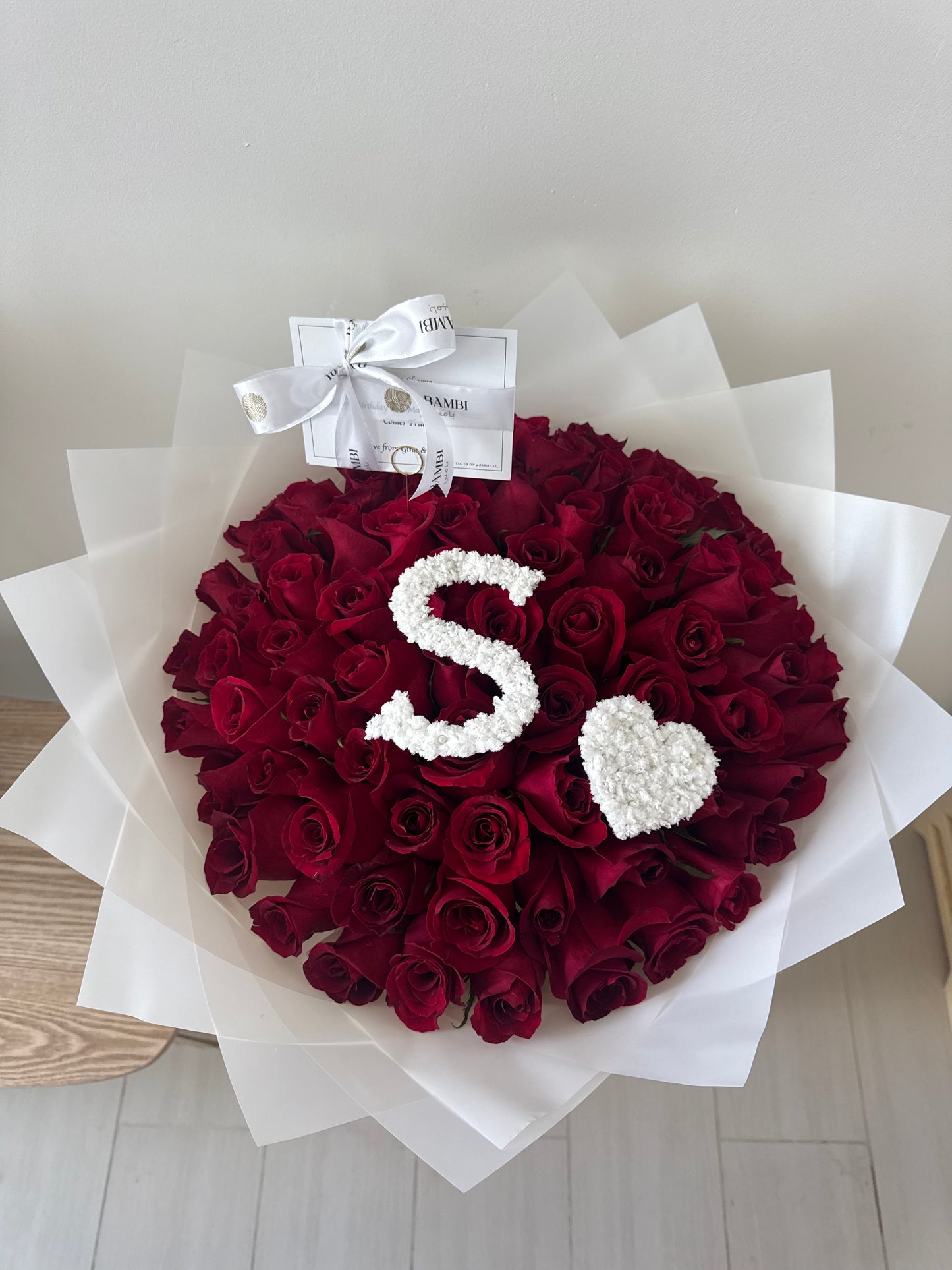 75 Red Roses with YOUR Custom Initial