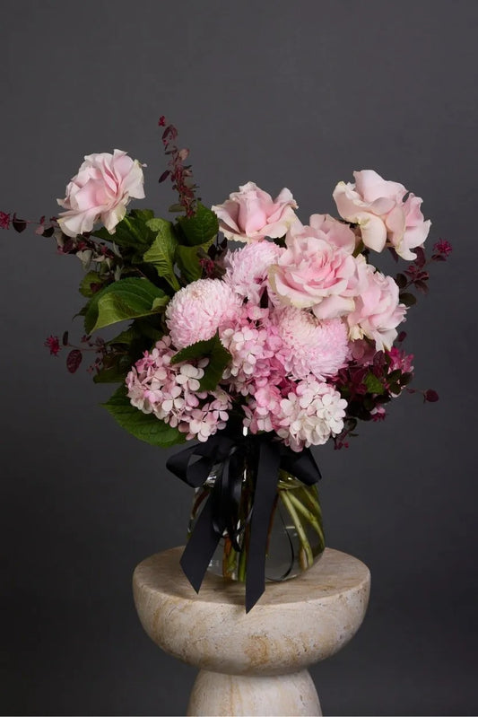 Pink & Berry-Toned Arrangement in Glass Vase | Bambi - Bambi