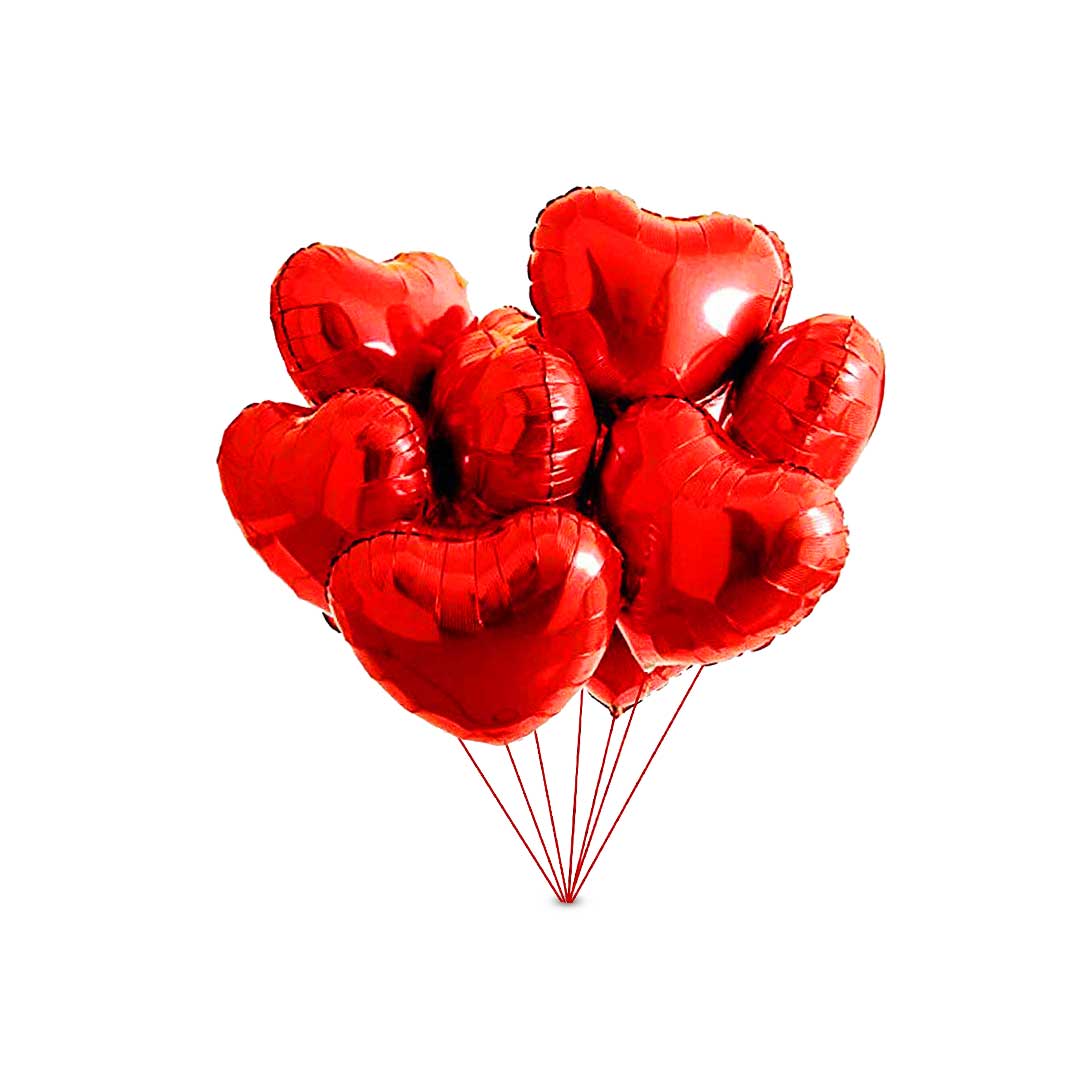 5 Heart Shape Helium Foil Balloons | Bambi Dubai