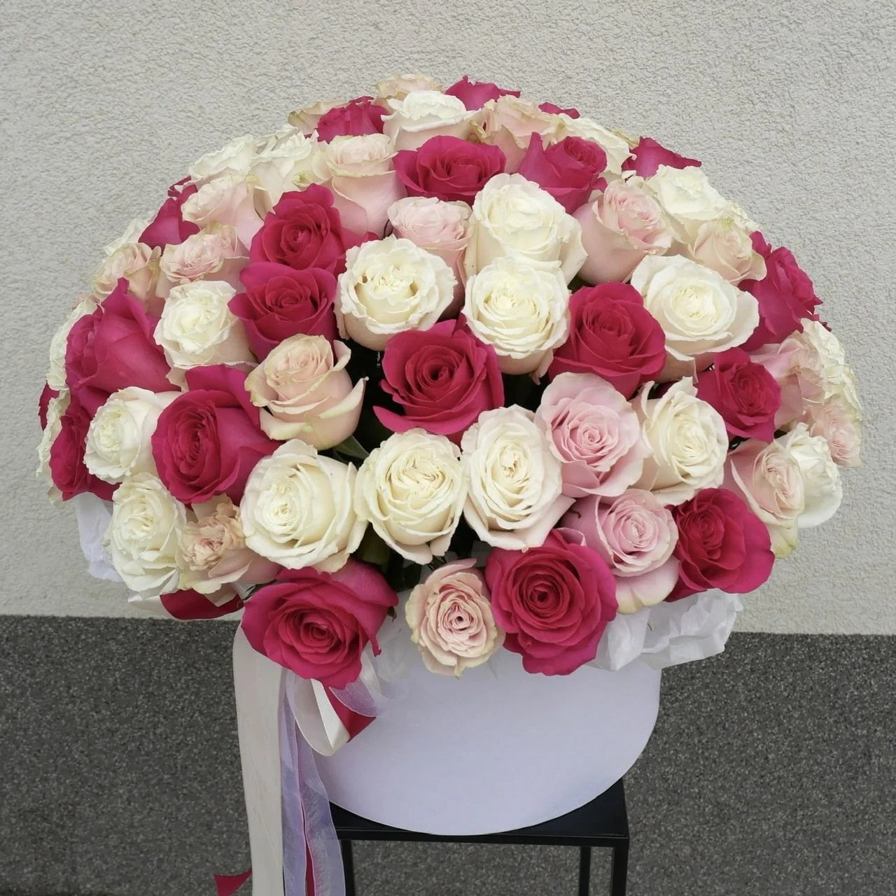 Maroon - Box Luxury Mix Roses - Bambi