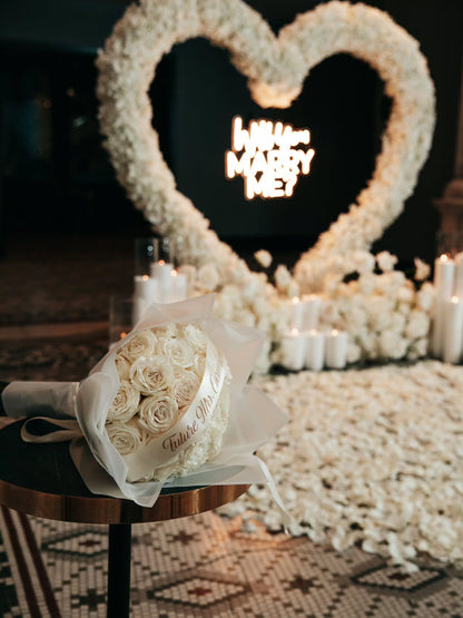 Will you Marry Me? White Roses Proposal