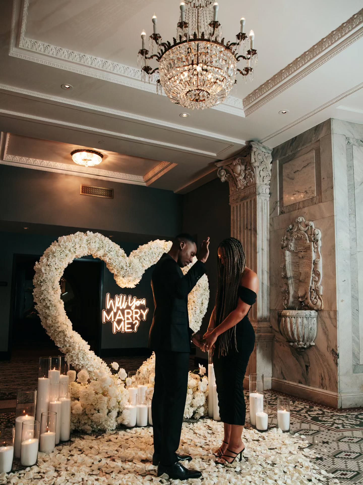 Will you Marry Me? White Roses Proposal