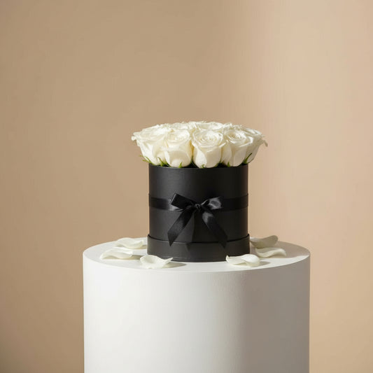 Petite Luxury White Rose Box