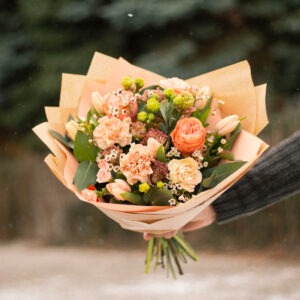 Roses & Seasonal Flowers Bouquet – Elegant Hand-Tied Bouquet | Bambi