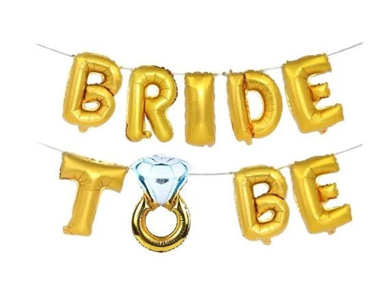Gold BRIDE TO BE Foil Balloon Kit – Air-Filled Party Letters | Bambi Dubai - Bambi