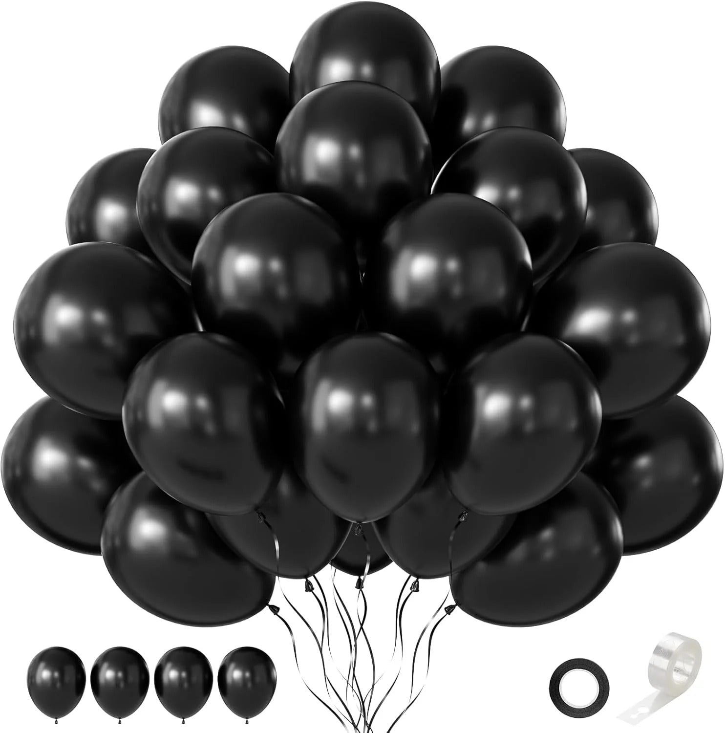 Helium Balloons Dubai – Solid Black Party Balloons 40 pcs | Bambi