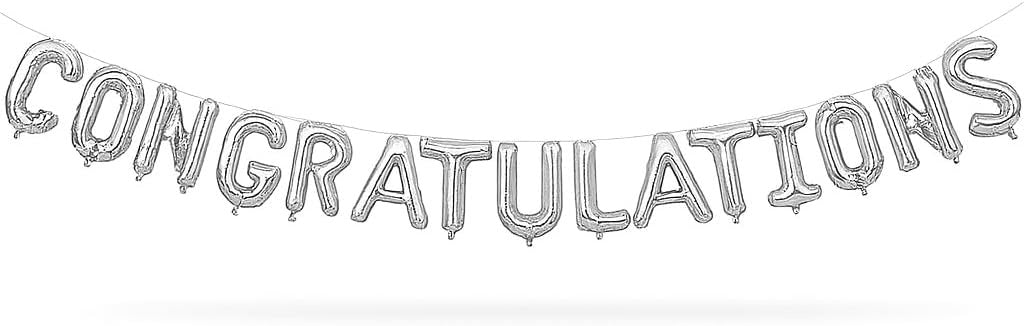 Silver CONGRATULATIONS Foil Balloon Kit 16" – Air-Filled | Bambi Dubai