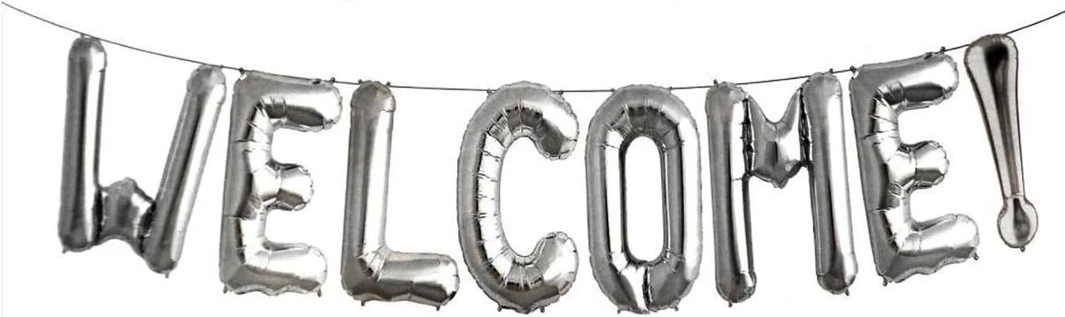 Silver WELCOME Foil Balloon Dubai – 16" Air-Filled Party Letters | Bambi - Bambi