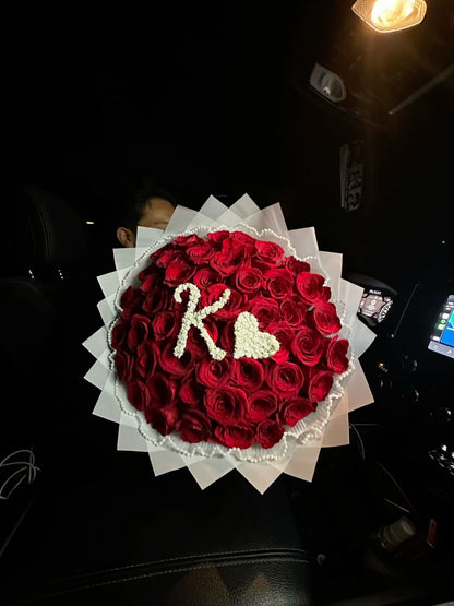 75 Red Roses with Custom Initial