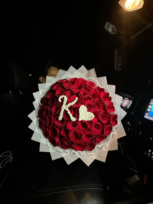 75 Red Roses with Custom Initial