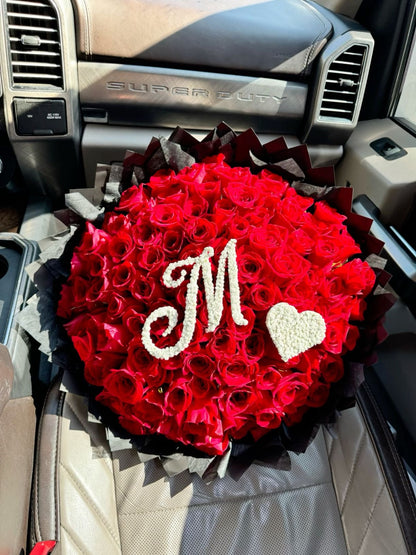 75 Red Roses with Custom Initial