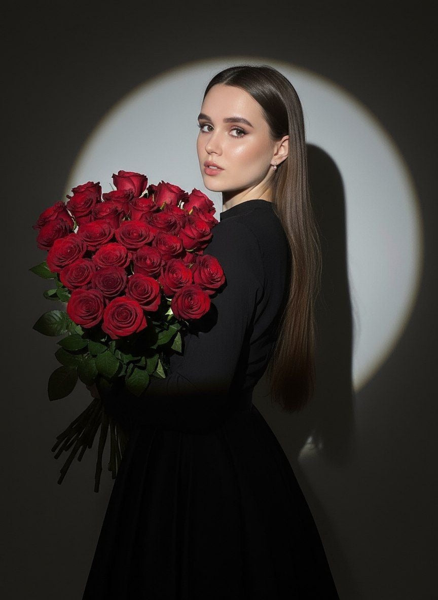 37 Premium Red Roses Naked Bouquet