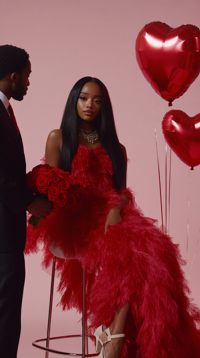 20 Red Roses Bouquet & 3 Heart Foil Balloons