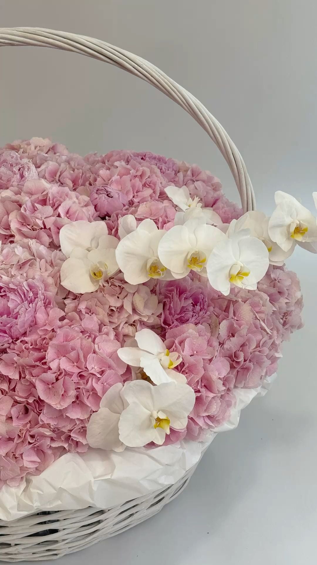 Luxury Pink Hydrangea, Peonies & Orchid Basket