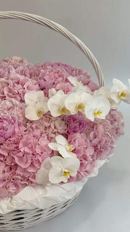 Luxury Pink Hydrangea, Peonies & Orchid Basket