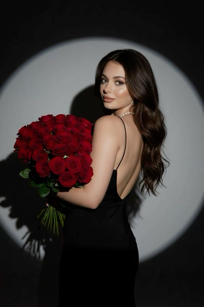 37 Premium Red Roses Naked Bouquet