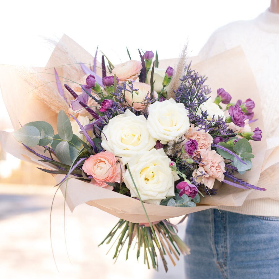 Purple Love Bouquet – Ranunculus & Carnations | Bambi